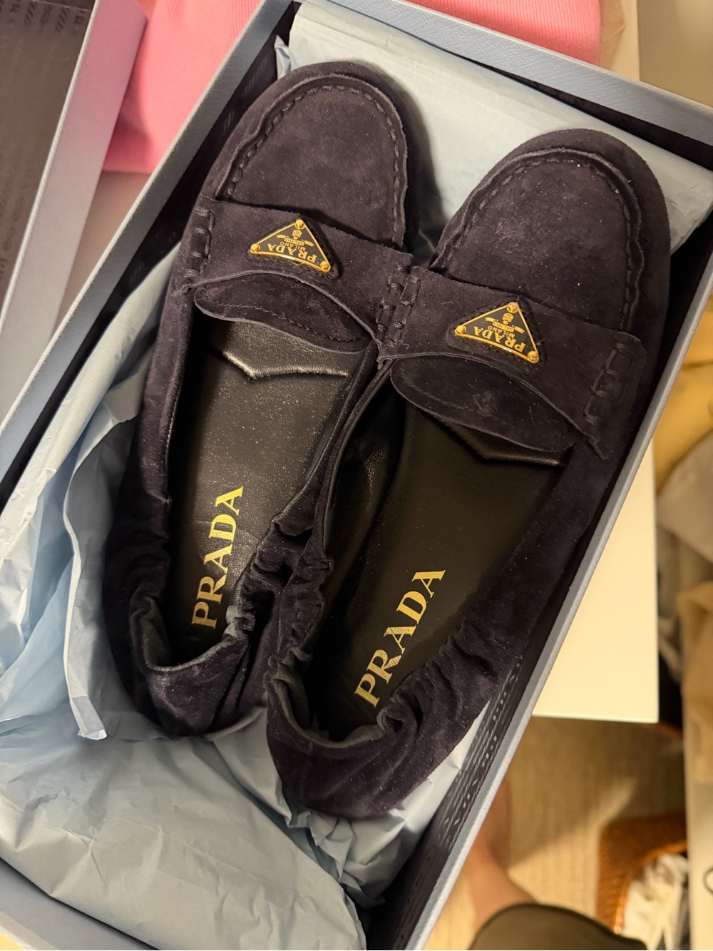 Prada Bleu Ladies Flats Box Label